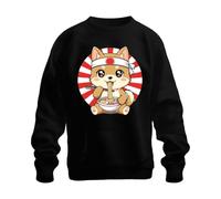Kawaii Shiba Inu Ramen Fideos Japón Sudadera Suéter Sudadera, Negro, S