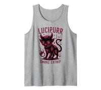 Kawaii Smoke Catnip LUCIPURR Cat Wizard Creepy Lucifer Witch Camiseta sin Mangas