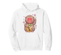 Kawaii Snow Monkey Maneki Neko Fortune Macaco japonés Sudadera con Capucha