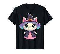 Kawaii - Sombrero de Calabaza y Gato de Halloween Lindo Arte mágico Pastel Camiseta