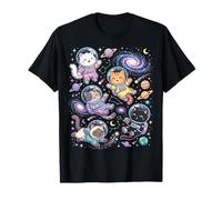 Kawaii Space Cats Astronauta Galaxia Estrellas Planetas Camiseta