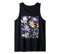 Kawaii Space Cats Astronauta Galaxia Estrellas Planetas Camiseta sin Mangas
