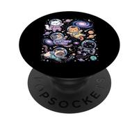 Kawaii Space Cats Astronauta Galaxia Estrellas Planetas PopSockets PopGrip Adhesivo