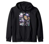 Kawaii Space Cats Astronauta Galaxia Estrellas Planetas Sudadera con Capucha