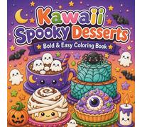 Kawaii Spooky Desserts: Bold and Easy Coloring Book for Teens and Adults with 40 Cute Cozy Food, Snacks and Drinks to Color and Relax
