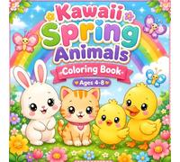 Kawaii Spring Animals Coloring Book: Cute Baby Animals, Flowers, Butterflies, Rainbows and Cozy Spring Scenes for Kids Ages 4-8