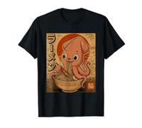 Kawaii Squid Ramen Japanese Food Retro Design Camiseta