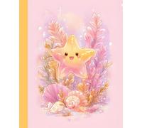 Kawaii Starfish Composition Notebook: Wide Ruled Lined Paper with Margin • Cute Ocean Sea Shell Cover • 7.5 x 9.25 • 110 Pages for School Notes, Journaling, Lists
