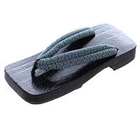 Kawaii-Story K-G-12-2 Negro Turquesa Patrón Japón Geta Chanclas De Madera Sandalia Kimono Yukata Samurai, Negro , 40 EU Ancho