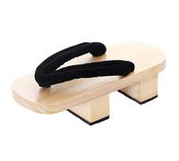Kawaii-Story K-G-20-1 Negro Madera Clara Japón Geta Unisex Sandalia con Calcetines Tabi Kimono Geisha Kendo Samurai, Negro , 44 EU Ancho