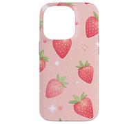 Kawaii Strawberry Star Pink Aesthetic Fruit Style Carcasa para iPhone 14 Pro