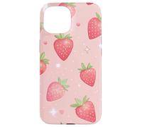 Kawaii Strawberry Star Pink Aesthetic Fruit Style Carcasa para iPhone 15