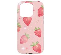 Kawaii Strawberry Star Pink Aesthetic Fruit Style Carcasa para iPhone 15 Pro