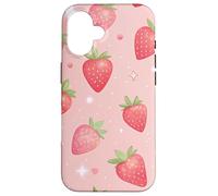 Kawaii Strawberry Star Pink Aesthetic Fruit Style Carcasa para iPhone 16