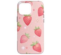 Kawaii Strawberry Star Pink Aesthetic Fruit Style Carcasa para iPhone 16 Pro MAX
