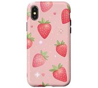 Kawaii Strawberry Star Pink Aesthetic Fruit Style Carcasa para iPhone X/XS