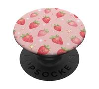 Kawaii Strawberry Star Pink Aesthetic Fruit Style PopSockets PopGrip Adhesivo