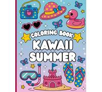 Kawaii Summer Coloring Book: Color the Cutest Summer. Art book. Ideal for children, teens, and adults who are fans of the kawaii style. Includes ... tropical fruits, adorable animals, and more