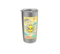 Kawaii Sun Rainbow Pastel Nubes Sonriendo Estrella Gráfica Vaso térmico de acero inoxidable de doble pared