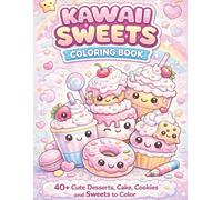 KAWAII SWEETS COLORING BOOK: 40+ Cute Dessert, Cake, Cookies and Sweets to Color Coloring Book for KIDS and ADULTS