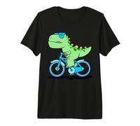 Kawaii T Rex Dinosaurio Bicicleta Bicicleta Dino Ciclista Niños Niñas Camiseta Premium