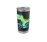 Kawaii T Rex Dinosaurio Bicicleta Bicicleta Dino Ciclista Niños Niñas Vaso térmico de acero inoxidable de doble pared