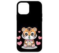 Kawaii Tiger Boba Lover Illustration Carcasa para iPhone 12 Mini