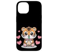 Kawaii Tiger Boba Lover Illustration Carcasa para iPhone 14
