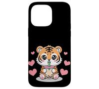 Kawaii Tiger Boba Lover Illustration Carcasa para iPhone 14 Pro MAX