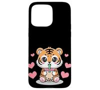 Kawaii Tiger Boba Lover Illustration Carcasa para iPhone 15 Pro MAX