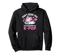 Kawaii Unicorn KPOP no Puede oírte Escuchar Escuchar a K Pop Girl Sudadera con Capucha