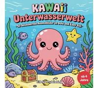 Kawaii Unterwasserwelt - 50 bezaubernde Ausmalbilder im Bold and Easy Stil: Malbuch für Kinder ab 4 Jahre, Kawaii Malbuch, Ausmalbuch Unterwasser