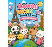 Kawaii Vacations Around the World: Libro de colorear kawaii de viajes alrededor del mundo para adultos y niños - páginas relajantes de destinos, ciudades y vacaciones para reducir el estrés