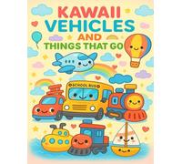 Kawaii Vehicles and Things That Go!: 50 Fun and Easy Coloring Pages of Cars, Trucks, Trains, Planes, and More for Kids Ages 3-6