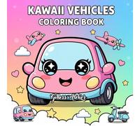 Kawaii Vehicles Coloring Book: for Adults and Teens: Cute and Simple Bold Designs for Stress Relief, Fun and Relaxation, Easy Coloring Pages with Adorable Cars, Trucks and More