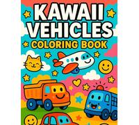 Kawaii Vehicles Coloring Book for Kids: Cute and Happy Trucks, Cars, Planes and More to Color for Boys and Girls Ages 3-10: Adorable Smiling Vehicles, ... Toddlers, Preschoolers, and Kindergarten Kids
