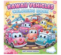Kawaii Vehicles Coloring Book for Kids: Cute Cars, Trucks, Airplanes & Boats - Simple and Fun Coloring Pages for Ages 4-8