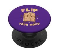 Kawaii Waffle Dale la Vuelta a tu Estado de ánimo Mensaje Positivo PopSockets PopGrip Adhesivo