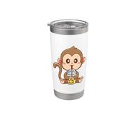 Kawaii Womens Kids Drinking Boba Bubble Tea Monkey Lover Vaso térmico de acero inoxidable de doble pared