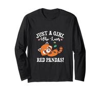 Kawaii Womens Kids Just A Girl Who Loves Red Pandas Lover Manga Larga
