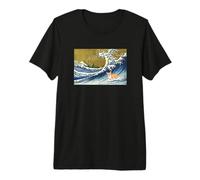 Kawaii Womens Moms Corgi on The Great Wave in Hokusai Style Camiseta Premium