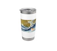 Kawaii Womens Moms Corgi on the Great Wave in Hokusai Style Vaso térmico de acero inoxidable de doble pared