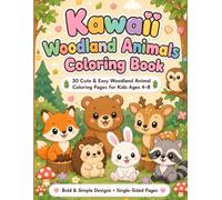 Kawaii Woodland Animals Coloring Book: 30 Cute & Easy Woodland Animal Coloring Pages for Kids Ages 4-8