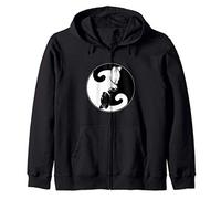 Kawaii Yin Yang Black Cat con Moon Crescent Manga Regalo Sudadera con Capucha
