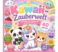 Kawaii-Zauberwelt: ein süßes Ausmalbuch mit niedlichen Motiven; Ausmalbilder mit Einhörnern, Tieren, Regenbogen, Süßigkeiten & vielen Überraschungen - Für Kinder ab 5 Jahren