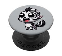 Kawaii Zebra Lindo Safari Chibi Animal Cartoon PopSockets PopGrip Adhesivo