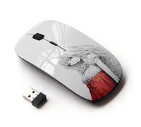 KawaiiMouse [ Ratón óptico 2.4G inalámbrico ] Girl Japanese Asian Anime Art Red White