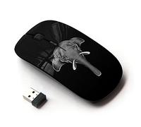 KawaiiMouse [ Ratón óptico 2.4G inalámbrico ] Graphic Art Elephant Black White Ink