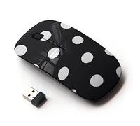 KawaiiMouse [ Ratón óptico 2.4G inalámbrico ] White Polka Dot Pattern Hipster Goth