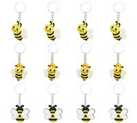 Kawailay 12 llaveros de abeja de miel, llavero de abejorro, suministros de fiesta temática de abejorro, suministros de fiesta para baby shower, niños y niñas, fiesta de cumpleaños, amarillo negro